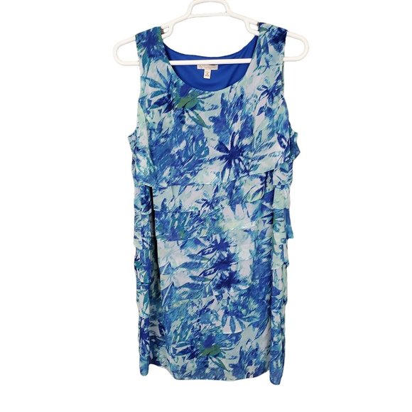 Dress Barn Woman Size 18 Dress Chiffon Ruffle Tiered Lined Sleeveless Pullover - Picture 2 of 7